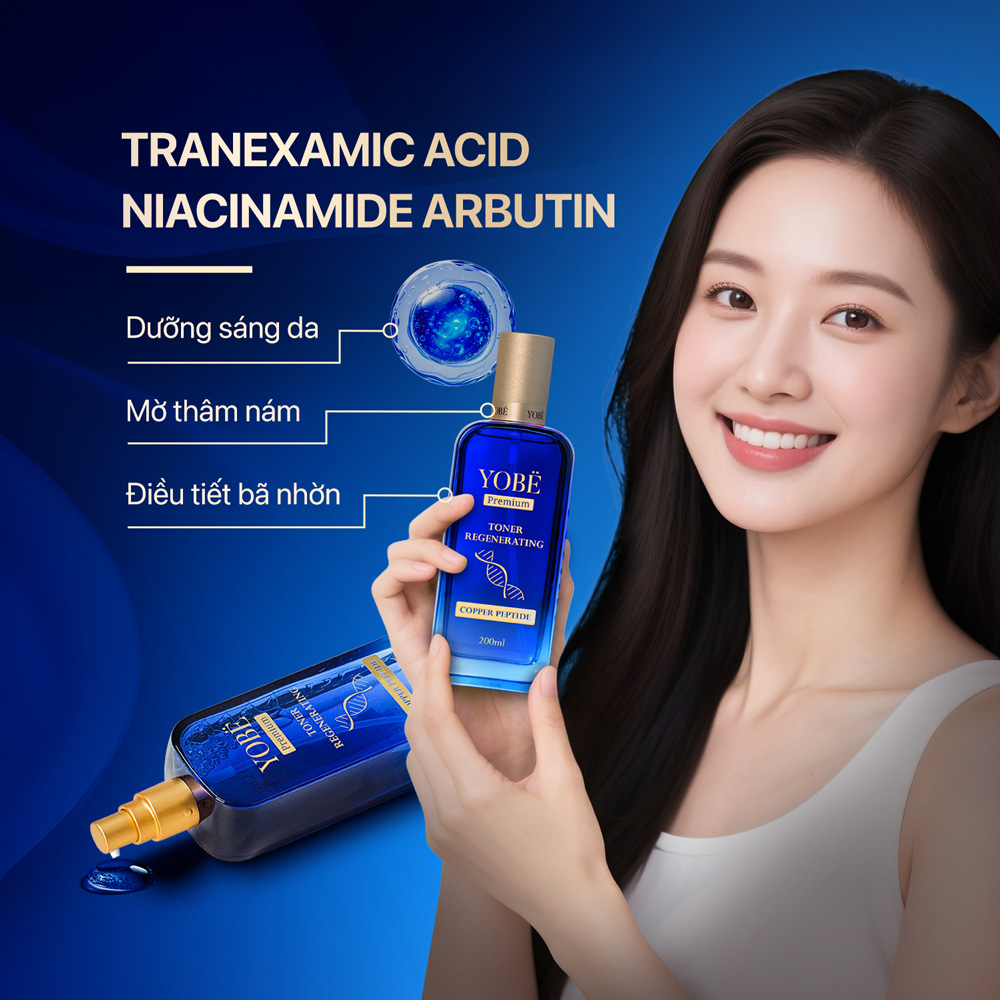 Toner Tái Sinh Làn Da & Ngăn Ngừa Thâm Nám Coppper Peptide YOBE 200mL