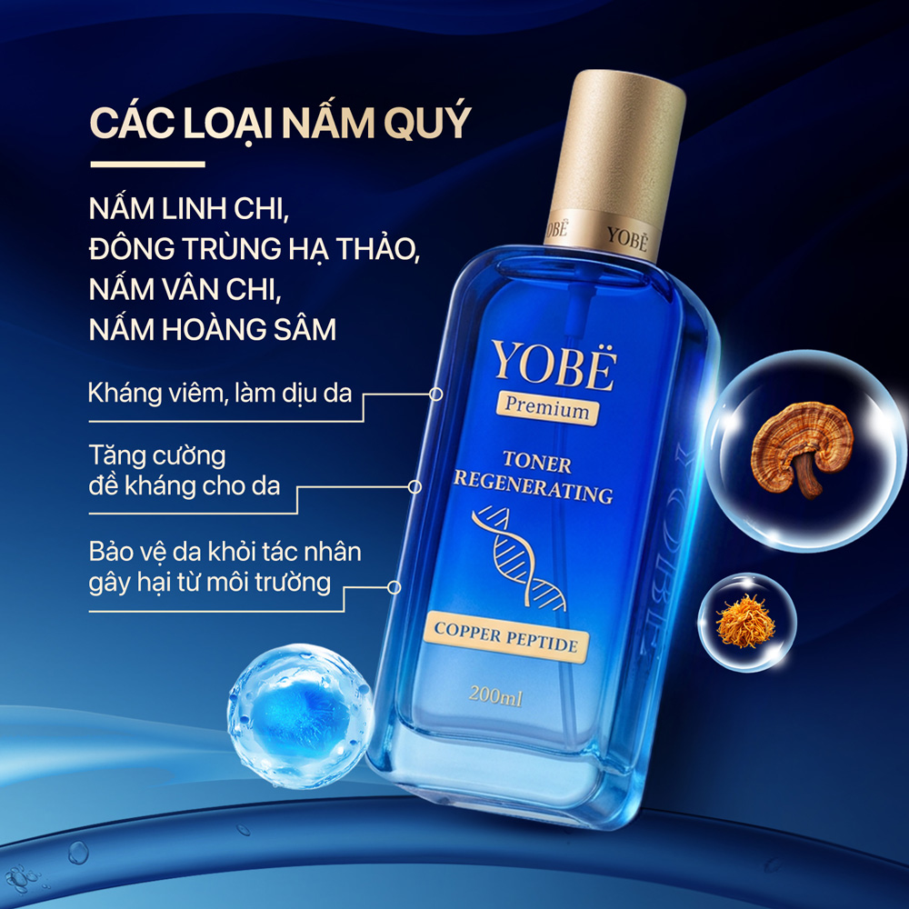 Toner Tái Sinh Làn Da & Ngăn Ngừa Thâm Nám Coppper Peptide YOBE 200mL